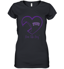 TCU Horned Frogs Football Inside Heart  Team Women's V-Neck T-Shirt Women's V-Neck T-Shirt - FordPhuMy