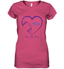 TCU Horned Frogs Football Inside Heart  Team Women's V-Neck T-Shirt Women's V-Neck T-Shirt - FordPhuMy