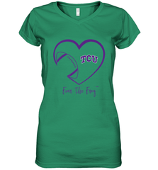 TCU Horned Frogs Football Inside Heart  Team Women's V-Neck T-Shirt Women's V-Neck T-Shirt - FordPhuMy