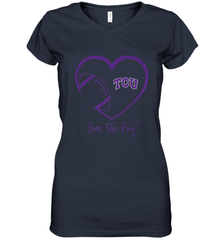 TCU Horned Frogs Football Inside Heart  Team Women's V-Neck T-Shirt Women's V-Neck T-Shirt - FordPhuMy