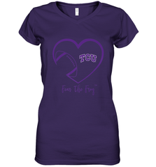 TCU Horned Frogs Football Inside Heart  Team Women's V-Neck T-Shirt Women's V-Neck T-Shirt - FordPhuMy