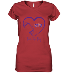 TCU Horned Frogs Football Inside Heart  Team Women's V-Neck T-Shirt Women's V-Neck T-Shirt - FordPhuMy