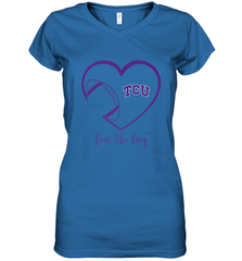 TCU Horned Frogs Football Inside Heart  Team Women's V-Neck T-Shirt Women's V-Neck T-Shirt - FordPhuMy