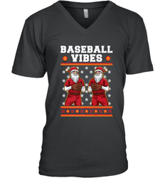 Baseball Vibes Christmas Baseball Player Santa Gift Holiday Men's V-Neck