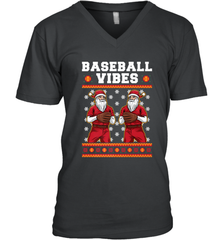 Baseball Vibes Christmas Baseball Player Santa Gift Holiday Men's V-Neck Men's V-Neck - FordPhuMy