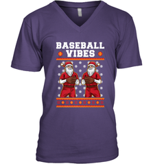 Baseball Vibes Christmas Baseball Player Santa Gift Holiday Men's V-Neck Men's V-Neck - FordPhuMy