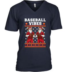 Baseball Vibes Christmas Baseball Player Santa Gift Holiday Men's V-Neck
