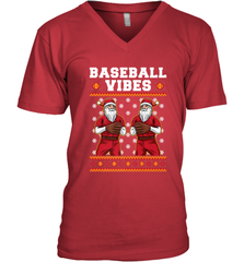Baseball Vibes Christmas Baseball Player Santa Gift Holiday Men's V-Neck Men's V-Neck - FordPhuMy