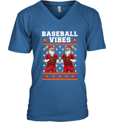 Baseball Vibes Christmas Baseball Player Santa Gift Holiday Men's V-Neck Men's V-Neck - FordPhuMy