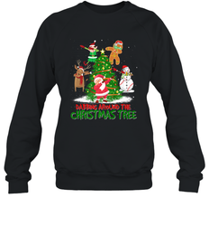 Dabbing Around Christmas Tree Baseball Snowman Santa Crewneck Sweatshirt