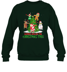 Dabbing Around Christmas Tree Baseball Snowman Santa Crewneck Sweatshirt Crewneck Sweatshirt - FordPhuMy