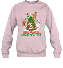 Dabbing Around Christmas Tree Baseball Snowman Santa Crewneck Sweatshirt Crewneck Sweatshirt - FordPhuMy