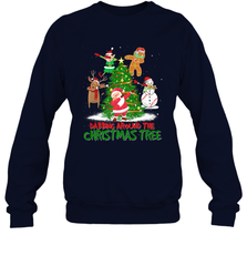 Dabbing Around Christmas Tree Baseball Snowman Santa Crewneck Sweatshirt Crewneck Sweatshirt - FordPhuMy