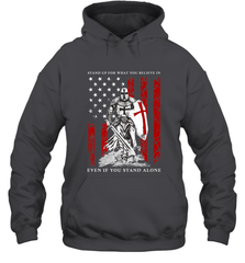 Knight Templar American Flag Hooded Sweatshirt Hooded Sweatshirt - FordPhuMy