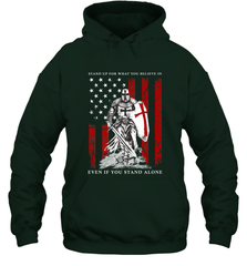 Knight Templar American Flag Hooded Sweatshirt Hooded Sweatshirt - FordPhuMy