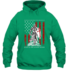 Knight Templar American Flag Hooded Sweatshirt Hooded Sweatshirt - FordPhuMy