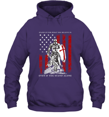 Knight Templar American Flag Hooded Sweatshirt Hooded Sweatshirt - FordPhuMy