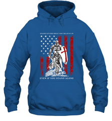 Knight Templar American Flag Hooded Sweatshirt Hooded Sweatshirt - FordPhuMy