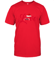 NFL San Francisco 49ers Logo Christmas Santa Hat Love Heart Football Team Men's T-Shirt Men's T-Shirt - FordPhuMy
