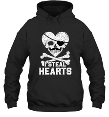 I Steal Hearts Valentine's Day Pirate Skull Art Graphics Hooded Sweatshirt Hooded Sweatshirt - FordPhuMy