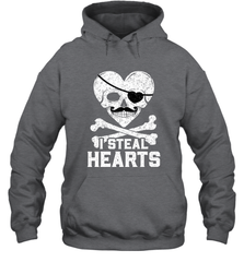 I Steal Hearts Valentine's Day Pirate Skull Art Graphics Hooded Sweatshirt Hooded Sweatshirt - FordPhuMy