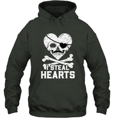 I Steal Hearts Valentine's Day Pirate Skull Art Graphics Hooded Sweatshirt Hooded Sweatshirt - FordPhuMy
