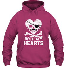 I Steal Hearts Valentine's Day Pirate Skull Art Graphics Hooded Sweatshirt Hooded Sweatshirt - FordPhuMy
