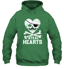 I Steal Hearts Valentine's Day Pirate Skull Art Graphics Hooded Sweatshirt Hooded Sweatshirt - FordPhuMy