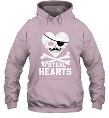 I Steal Hearts Valentine's Day Pirate Skull Art Graphics Hooded Sweatshirt Hooded Sweatshirt - FordPhuMy