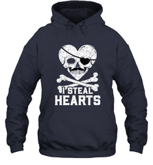 I Steal Hearts Valentine's Day Pirate Skull Art Graphics Hooded Sweatshirt Hooded Sweatshirt - FordPhuMy