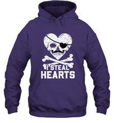 I Steal Hearts Valentine's Day Pirate Skull Art Graphics Hooded Sweatshirt Hooded Sweatshirt - FordPhuMy