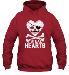 I Steal Hearts Valentine's Day Pirate Skull Art Graphics Hooded Sweatshirt Hooded Sweatshirt - FordPhuMy