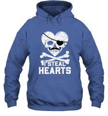 I Steal Hearts Valentine's Day Pirate Skull Art Graphics Hooded Sweatshirt Hooded Sweatshirt - FordPhuMy