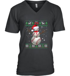 Baseball Snowman Ugly Christmas Ball Santa Pajama Xmas Gifts Men's V-Neck