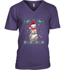 Baseball Snowman Ugly Christmas Ball Santa Pajama Xmas Gifts Men's V-Neck Men's V-Neck - FordPhuMy