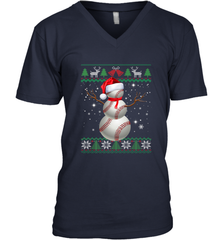 Baseball Snowman Ugly Christmas Ball Santa Pajama Xmas Gifts Men's V-Neck Men's V-Neck - FordPhuMy