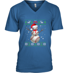 Baseball Snowman Ugly Christmas Ball Santa Pajama Xmas Gifts Men's V-Neck Men's V-Neck - FordPhuMy