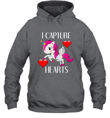 Girls Valentine's Day Unicorn I Capture Hearts Kids Gift Hooded Sweatshirt Hooded Sweatshirt - FordPhuMy