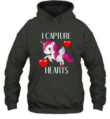 Girls Valentine's Day Unicorn I Capture Hearts Kids Gift Hooded Sweatshirt Hooded Sweatshirt - FordPhuMy