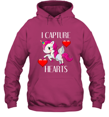 Girls Valentine's Day Unicorn I Capture Hearts Kids Gift Hooded Sweatshirt Hooded Sweatshirt - FordPhuMy