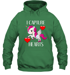 Girls Valentine's Day Unicorn I Capture Hearts Kids Gift Hooded Sweatshirt Hooded Sweatshirt - FordPhuMy