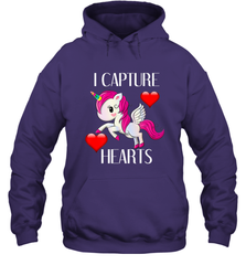 Girls Valentine's Day Unicorn I Capture Hearts Kids Gift Hooded Sweatshirt Hooded Sweatshirt - FordPhuMy