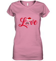 NFL San Francisco 49ers Logo Christmas Santa Hat Love Heart Football Team Women's V-Neck T-Shirt Women's V-Neck T-Shirt - FordPhuMy