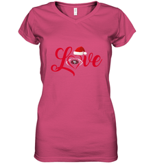 NFL San Francisco 49ers Logo Christmas Santa Hat Love Heart Football Team Women's V-Neck T-Shirt Women's V-Neck T-Shirt - FordPhuMy