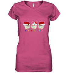 Three Baseball Balls Christmas Gift Santa Xmas lights Snow Women's V-Neck T-Shirt Women's V-Neck T-Shirt - FordPhuMy