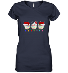 Three Baseball Balls Christmas Gift Santa Xmas lights Snow Women's V-Neck T-Shirt Women's V-Neck T-Shirt - FordPhuMy
