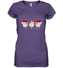Three Baseball Balls Christmas Gift Santa Xmas lights Snow Women's V-Neck T-Shirt Women's V-Neck T-Shirt - FordPhuMy