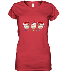 Three Baseball Balls Christmas Gift Santa Xmas lights Snow Women's V-Neck T-Shirt Women's V-Neck T-Shirt - FordPhuMy