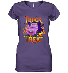 Disney Pixar Cars Halloween Vampire Truck Or Treat Women's V-Neck T-Shirt Women's V-Neck T-Shirt - FordPhuMy