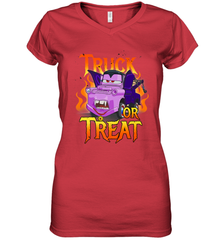Disney Pixar Cars Halloween Vampire Truck Or Treat Women's V-Neck T-Shirt Women's V-Neck T-Shirt - FordPhuMy